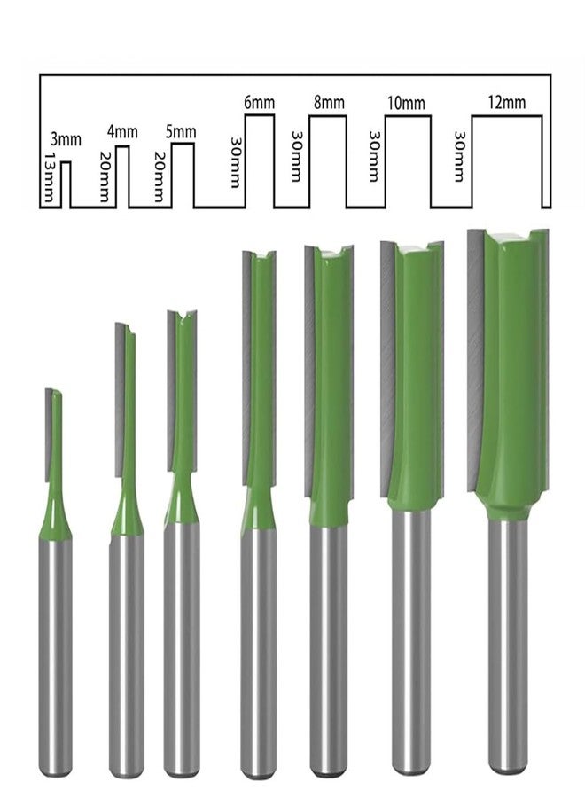 Serplex® 7PCS 1/4" Shank Tungsten Carbide Double&Single Flute Straight Dado Router Drill Bit Set Carpenter Tools For Wood Work, 3/4/5/6/8/10/12mm Cutting Diameter Trimming Cutter for Woodworking - Image 5